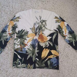 Chico’s Floral Open Front Cardigan Lightweight Women’s Size 1 Medium